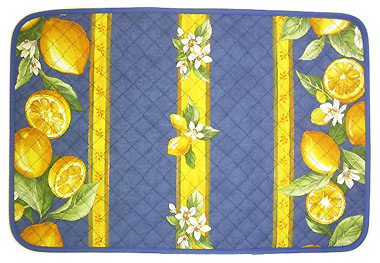 Provence quilted Placemat (lemons. blue)